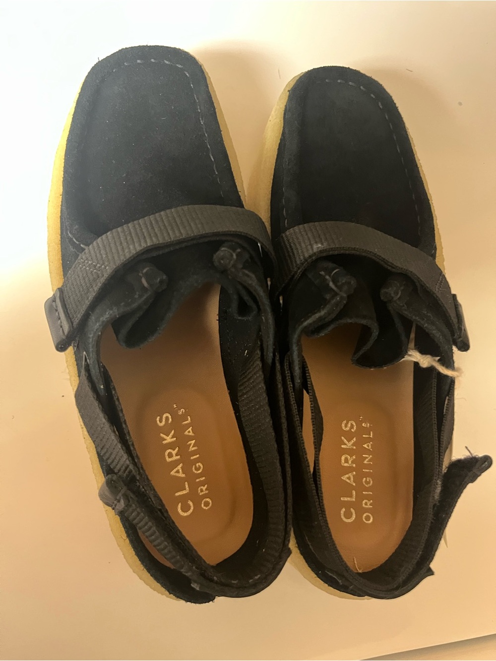 Clarks Originals Black and Yellow Suede Crepe Sole Sandals
